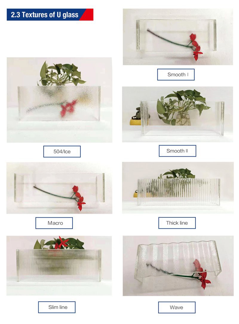 china u-shaped profile glass, textures